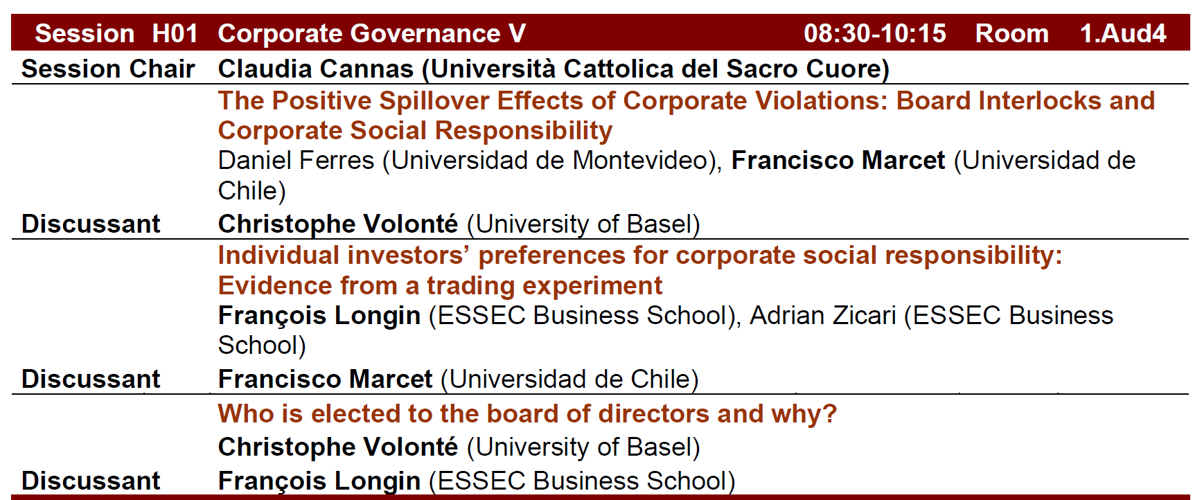 EFMA session on corporate governance